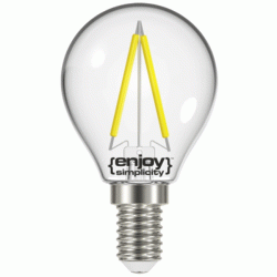 Λάμπα led filament P45-2 σφαιρική Ε14 2W 230V 2700k θερμό φως δέσμης 320° enjoy simplicity 20000h