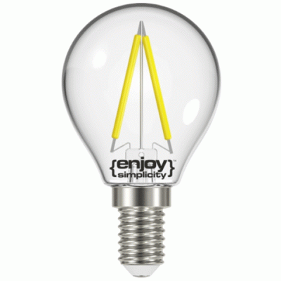 Λάμπα led filament P45-2 σφαιρική Ε14 2W 230V 2700k θερμό φως δέσμης 320° enjoy simplicity 20000h