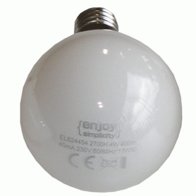 Λάμπα led filament P45 σφαιρική γάλακτος Ε14 4W 230V 6500k ψυχρό φως δέσμης 320°