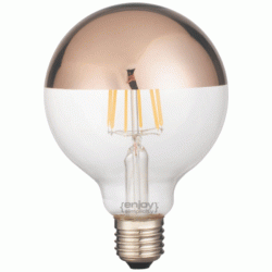 Λάμπα led filament G125-8 Ε27 6.5W ανεστραμμένου καθρέπτου χαλκού 2700k θερμό λευκό φως Λάμπα led filament G125-8 Ε27 6.5W ανεστραμμένου καθρέπτου χαλκού 2700k θερμό λευκό φως