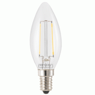 Λάμπα led filament B35-2 κεράκι Ε14 2W 230V 2700k θερμό λευκό φως δέσμης 280° ντιμαριζόμενη