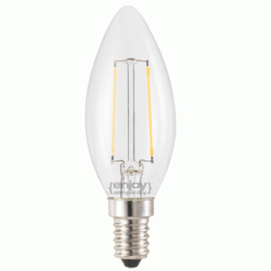 Λάμπα led filament B35-2 κεράκι Ε14 2W 230V 2700k θερμό λευκό φως δέσμης 280° ντιμαριζόμενη