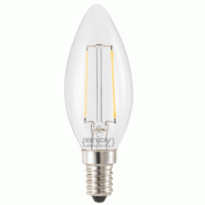 Λάμπα led filament B35-2 κεράκι Ε14 2W 230V 2700k θερμό λευκό φως δέσμης 280° ντιμαριζόμενη Λάμπα led filament B35-2 κεράκι Ε14 2W 230V 2700k θερμό λευκό φως δέσμης 280° ντιμαριζόμενη