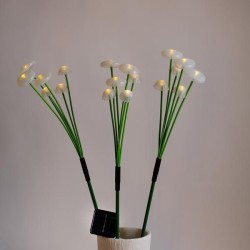 3 σετ πλαστικά μανιτάρια 75cm σε θερμό λευκό φως με 6 κλαδιά το κάθε σετ & ηλιακό συλλέκτη με αισθητήρα φωτός