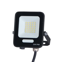 Προβολέας led smd 20w μαύρο χρώμα στεγανός IP66 με ενδιάμεσο φως 4000Κ plus 2400lm 160-265V