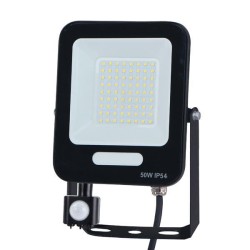 Προβολέας led 50W smd 160-265V με περιστρεφόμενο ανιχνευτή κίνησης σε μαύρο χρώμα IP54 4000K plus ενδιάμεσο φως 
