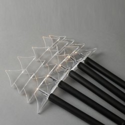 5 led λαμπάκια θερμό λευκό φως σε σειρά 5 δέντρα με ραβδί για έδαφος 37cm & ηλιακό συλλέκτη με αισθητήρα, μαύρο pvc καλώδιο IP44