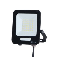 Προβολέας led smd 30W ψυχρό φως 6500K plus 3600lm 160-265V με γωνία δέσμης 120° μαύρος IP66 στεγανός