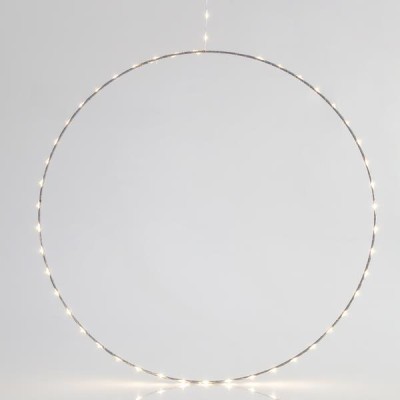 Δαχτυλίδι κρεμαστό φωτιζόμενο 50cm με 50 mini led στο δαχτυλίδι και 15 mini led στο καλώδιο θερμό χρώμα ,σταθερό μετασχηματιστή και προέκταση παροχής 3m ip44