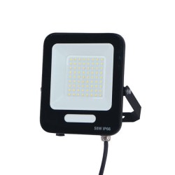 Προβολέας led smd 50w σε 3000k θερμό φως 6000lm μαύρο χρώμα στεγανός IP66 plus