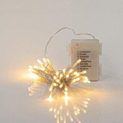 24 led σε σειρά θερμό λευκό φως μπαταρίας 3xΑΑ display box με 8 προγράμματα, μνήμη, χρονοδιακόπτη & διάφανο pvc καλώδιο IP44