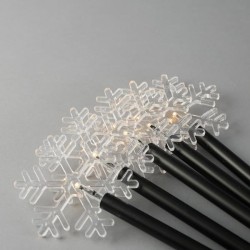 5 led χιονονιφάδες σε θερμό λευκό φως με ραβδί για έδαφος 34,5cm, ηλιακό συλλέκτη, αισθητήρα & μαύρο καλώδιο IP44