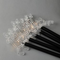 5 led λαμπάκια σε σειρά 3mm με 5 ταράνδους με ραβδί για έδαφος 37cm ηλιακό συλλέκτη με αισθητήρα μαύρο καλώδιο σε θερμό χρώμα φωτός IP44