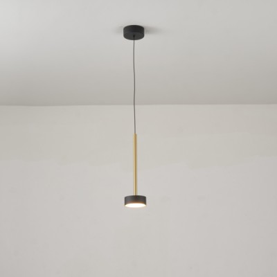 Μοντέρνο κρεμαστό φωτιστικό μονόφωτο LED 10W θερμό φως 3000K 600lm μαύρο-χρυσό χρώμα Μοντέρνο κρεμαστό φωτιστικό μονόφωτο LED 10W θερμό φως 3000K 600lm μαύρο-χρυσό χρώμα