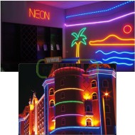 Φωτοσωλήνας neon στρογγυλός μωβ φως δικάναλος με 36λαμπάκια/m 32,8W/m στεγανός IP44 Φωτοσωλήνας neon στρογγυλός μωβ φως δικάναλος με 36λαμπάκια/m 32,8W/m στεγανός IP44
