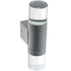 Επιτοίχια απλίκα UP-DOWN CLEAR 2W 230V LED 3000k θερμό λευκό φως GREY εξωτερικού χώρου IP44