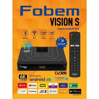 Υβριδικός Δορυφορικός Δέκτης & IPTV TV Box FOBEM VISION S H618 DVB-S2 4GB RAM 32GB ROM 6K Dual WiFi Voice Remote