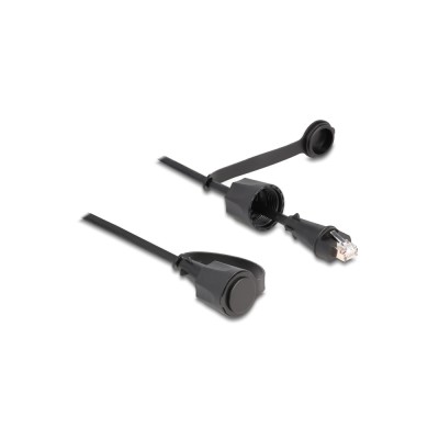 Καλώδιο δικτύου DELOCK CAT 6 STP με καπάκι στεγανό IP68 με μήκος 1m σε μαύρο χρώμα