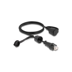 Καλώδιο δικτύου DELOCK CAT 6 STP με καπάκι στεγανό IP68 με μήκος 1m σε μαύρο χρώμα
