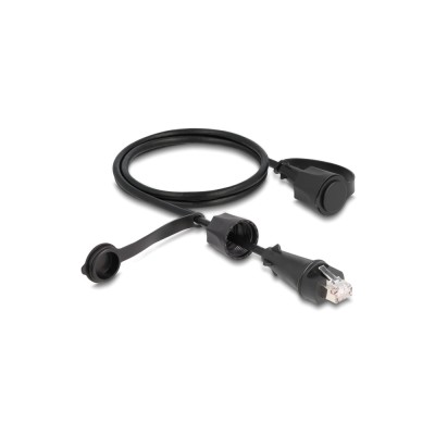Καλώδιο δικτύου DELOCK CAT 6 STP με καπάκι στεγανό IP68 με μήκος 1m σε μαύρο χρώμα