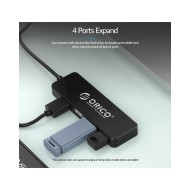 ORICO USB hub FL01, 4x θυρών, USB 2.0, 480Mbps, USB σύνδεση, μαύρο