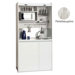 Πολυκουζίνα mini kitchen 105cm OFFICE απόχρωση πεπαλαιωμένου με ψυγείο χωρίς φούρνο για ξενώνες, γραφεία & φοιτητικά studio
