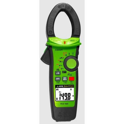 Ψηφιακή αμπεροτσιμπίδα φωτοβολταικών TRUE RMS DCM8500PV με οθόνη LCD τάση έως 2000VDC 1500VCD 600Α και μέτρηση αντίστασης έως 600 ΚΩ