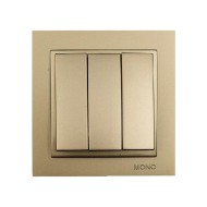 Διακόπτης τριπλός Mono Electric σειρά Despina Metallic τιτάνιο