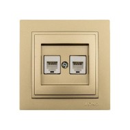 Πρίζα τηλεφώνου διπλή 2x(RJ11623JK) Mono Ecectric σειρά Despina Metallic τιτάνιο