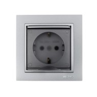 Πρίζα σούκο με καπάκι ασημί Mono Electric σειρά Despina Metallic