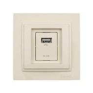 Πρίζα USB φορτίου 2.4Α κρεμ Mono Electric σειρά despina