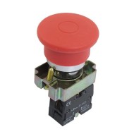 Μπουτόν πόρτας πίνακος LAY5-BC42 / XB2-BC42 μεταλλικό 230V Φ40 με μανιτάρι & επαναφορά