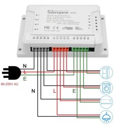 Διακόπτης WiFi SONOFF 4 κανάλια 10A για απομακρυσμένη διαχείριση μέσω εφαρμογής