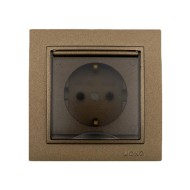 Πρίζα σούκο + καπάκι Mono Electric καφέ σειρά Despina Metallic
