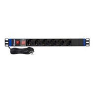 Πολύπριζο RACK ασφαλείας 19" 1U 6 θέσεων 4000W 16A με διακόπτη και προστασία υπέρτασης SAFEWELL