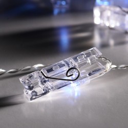 10 LED CLIPS λαμπάκια σε σειρά με ψυχρό χρώμα φωτός IP20  με μήκος 135cm & διάφανο καλώδιο τροφοδοσίας