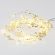20 LED λαμπάκια με πέρλες 1.2W θερμό λευκό χρώμα φωτός με ασημί καλώδιο χαλκού IP20 & μήκος 2m 