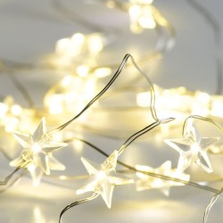 20 LED ακρυλικά λαμπάκια αστέρι 1.2W θερμό χρώμα φωτός με ασημί καλώδιο χαλκού IP20  & μήκος 2m