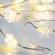 20 LED λαμπάκια χιονονιφάδα σε θερμό χρώμα φωτός & ασημί καλώδιο χαλκού  IP20 μήκος 2m