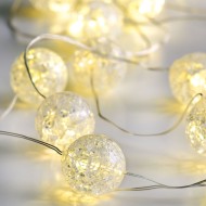  20 LED BALL λαμπάκια 1.2W σε θερμό χρώμα φωτός με ασημί καλώδιο χαλκού & μήκος 2m IP20 