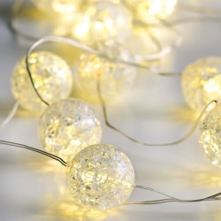  20 LED BALL λαμπάκια 1.2W σε θερμό χρώμα φωτός με ασημί καλώδιο χαλκού & μήκος 2m IP20 