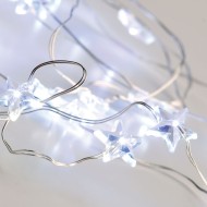 20 LED ακρυλικά λαμπάκια σε σχήμα αστέρι 1.2W ψυχρό χρώμα φωτός με ασημί καλώδιο χαλκού IP20 & μήκος 2m