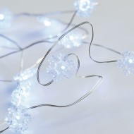 20 LED λαμπάκια χιονονιφάδα σε ψυχρό χρώμα φωτός & ασημί καλώδιο χαλκού IP20 μήκος 2m