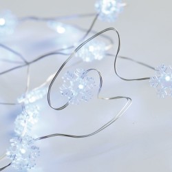 20 LED λαμπάκια χιονονιφάδα σε ψυχρό χρώμα φωτός & ασημί καλώδιο χαλκού IP20 μήκος 2m