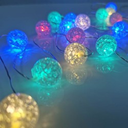 20 LED BALL λαμπάκια 1.2W σε RBG + κίτρινο χρώμα φωτός με ασημί καλώδιο χαλκού & μήκος 2m IP20