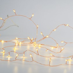 50 LED λαμπάκια 3W σε σειρά με θερμό χρώμα φωτός με χάλκινο καλώδιο & μήκος 2.5m IP20 