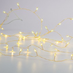 50  LED λαμπάκια 3W σε σειρά με θερμό λευκό χρώμα φωτός με χρυσό καλώδιο χαλκού & μήκος 2.5m