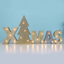 Διακοσμητικό ξύλινο X-MAS" με 21 LED λαμπάκια με θερμό χρώμα φωτός με μπαταρίες (2AAΑ) IP20 Διακοσμητικό ξύλινο X-MAS" με 21 LED λαμπάκια με θερμό χρώμα φωτός με μπαταρίες (2AAΑ) IP20