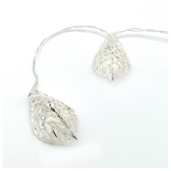 METAL LEAVES με 10 LED λαμπάκια σε σειρά με θερμό χρώμα & ασημί μέταλλο IP20 135cm με διάφανο καλώδιο METAL LEAVES με 10 LED λαμπάκια σε σειρά με θερμό χρώμα & ασημί μέταλλο IP20 135cm με διάφανο καλώδιο