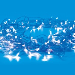 50 LED λαμπάκια σε σειρά με μπλε χρώμα φωτός  με μήκος 490cm με διάφανο καλώδιο τροφοδοσίας IP20
